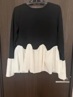 しまむら　helm バイカラー ペプラム 長袖カットソー