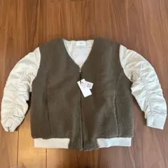 Vin ボア 異素材組み合わせ　ボア　ブラウン・ホワイト