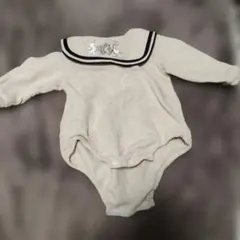 コトリ　ベージュ セーラー襟　裏起毛ロンパース