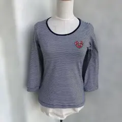 LACOSTE ストライプ七分袖Tシャツ