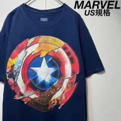 【US規格】希少 MARVEL キャプテンアメリカ Tシャツ ネイビー 紺 M