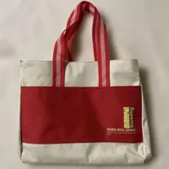 トートバッグ 赤とクリーム色 キャンバス製