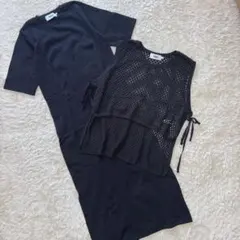 【ほぼ新品】　AZUL by moussy　メッシュニットセットワンピース　人気