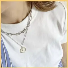 コイン チェーン 2連 ネックレス 二重 海外系 ZARA系