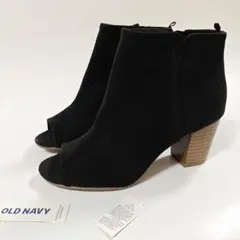 未使用　OLD NAVY　オープントウショートブーツ　ブーティ23.0cm黒のサムネイル