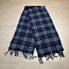 Burberry マフラー　ノバチェック　紺　ネイビー　ウール　英国製