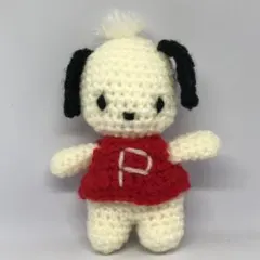 あみぐるみ 犬型 白と赤 ハンドメイド