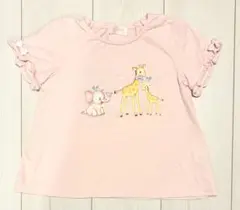 シャーリーテンプル Tシャツ 半袖 110 ピンク リボン フリル ぞう きりんのサムネイル