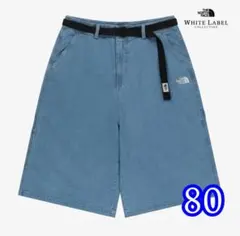 【韓国限定】ノースフェイス　ホワイトレーベル　デニム ハーフパンツ　80のサムネイル