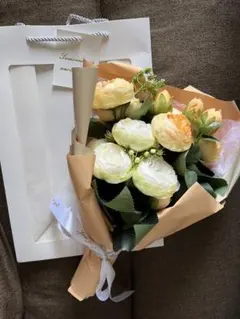 花束 枯れない花 ブーケ オレンジ 白 ギフト お祝い インテリア プレゼント
