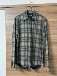【美品】ripvanwinkle カーキと黒のチェック柄長袖ネルシャツのサムネイル