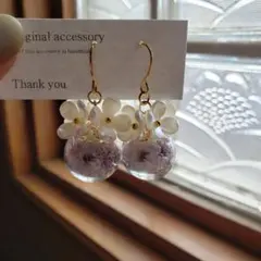 *Flower beads×ドーム*ピアス イヤリング