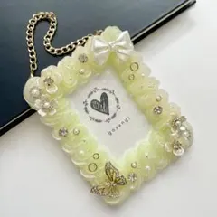 【1125】デコ トレカケース キーホルダー B8 金 緑