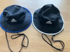 adidas 黒 青 ハット ２つセット