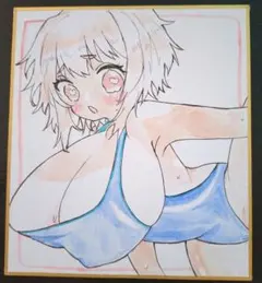 【原画】色紙　アナログ　オリジナル　イラスト　一点もの