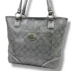 COACH コーチ シグネチャー 2wayトートバッグ シルバー グレー