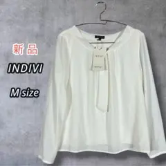 28【新品】INDIVI ボウタイ シフォン ブラウス Mのサムネイル