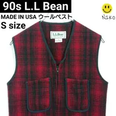 90s US製 エルエルビーン L.L.Bean ウール チェックベスト レッド