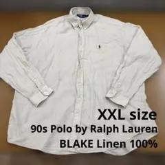 90s Ralph Lauren BLAKE リネン100% 長袖 リネンシャツ