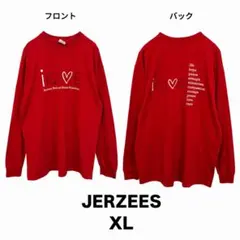 JERZEES 企業系 両面プリント ハートロゴ ロンT XL レッド US古着のサムネイル