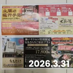 有馬温泉 太閤の湯 特別優待入館券 4名様 有馬きらりご宿泊プラン