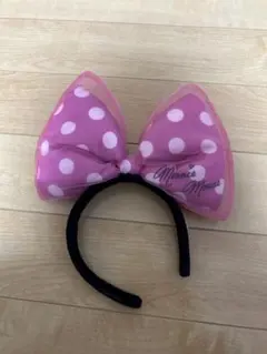 ミニーマウス ピンクの水玉カチューシャ