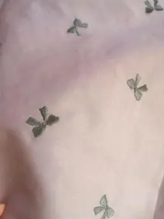 リボン刺繍生地 綿100 あずきパープル1.5メートル