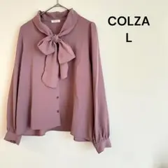 COLZA コルザ　リボンタイ　長袖ブラウス　ピンク　フォーマル　オフィス　L