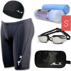 AthleX メンズ 水着 5点セット フィットネス 競泳水着 Sサイズ