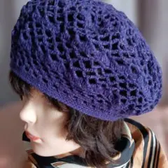 手編みベレー帽子