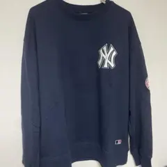 MLB ニューヨークヤンキーススウェットL ネイビー ビックロゴ　ストリート