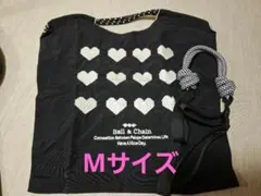Ball & Chain ハート模様エコバッグ 黒 Mサイズ 折りたたみ 袋新品