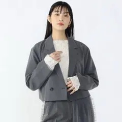 BEAMS HEART/ビームス　クロップドジャケット グレー