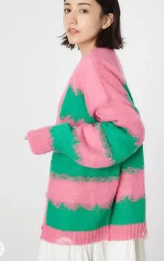 Grunge Border Knitカーディガン 羽織り ボーダー ニット