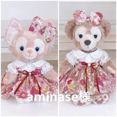 リーナベル用コスチューム　ブラウス、スカート、リボン　ピンク花柄