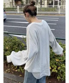 【Ungrid】スリーブボリュームワッフルロングスリーブTee 【WEB限定】