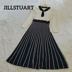 美品【ジルスチュアート】バイカラーボウタイニットワンピース