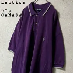 90sカナダ製ノーティカnautica鹿の子半袖ポロシャツ刺繍フェード希少
