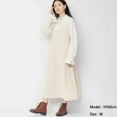 コーデュロイキャミソールワンピース ベージュ Mサイズ