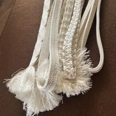 ホワイト 帯締め 装飾的な編み込み　5本　③