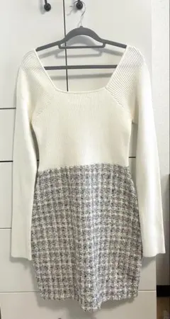 【新品未使用タグ付】RESEXXYリブニット長袖ドッキングワンピース