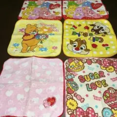 ケアベア・ディズニー・他　タオル　ハンカチ　６枚セット