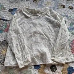PAR ICI パーリッシィ 総刺繍ブラウス 白 コットン100 丸襟 花柄