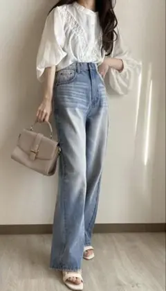 GRL ハイウエストストレートデニムパンツ cu321