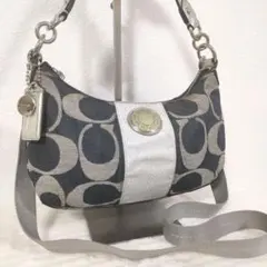 COACH コーチ 2way ショルダーバッグ シグネチャー デニム ネイビー