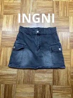 INGNI イング　ミリタリー　デニム　カーゴミニスカート　ウォッシュブラックのサムネイル