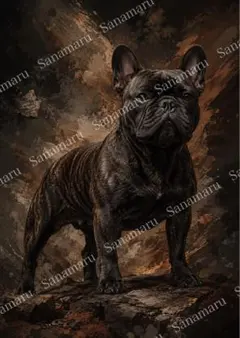 黒耀の番犬｜フレンチブルドッグ アートポスター A4