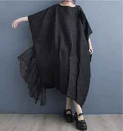 大きいサイズ レディース ロング　ワンピース　春夏　 秋　新品　ブラック