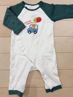 ベビー服 ロンパース カバーオール 80 クマ 車　長袖