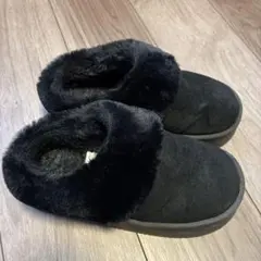 ブラック ムートン　ブーツ スエードファー